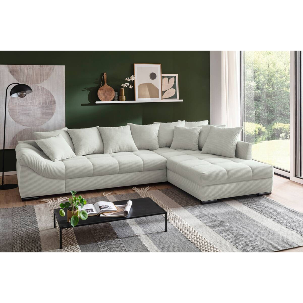 Ecksofa mit Bettfunktion ivory Microfaser B/H/T: ca. 303x88x202 cm