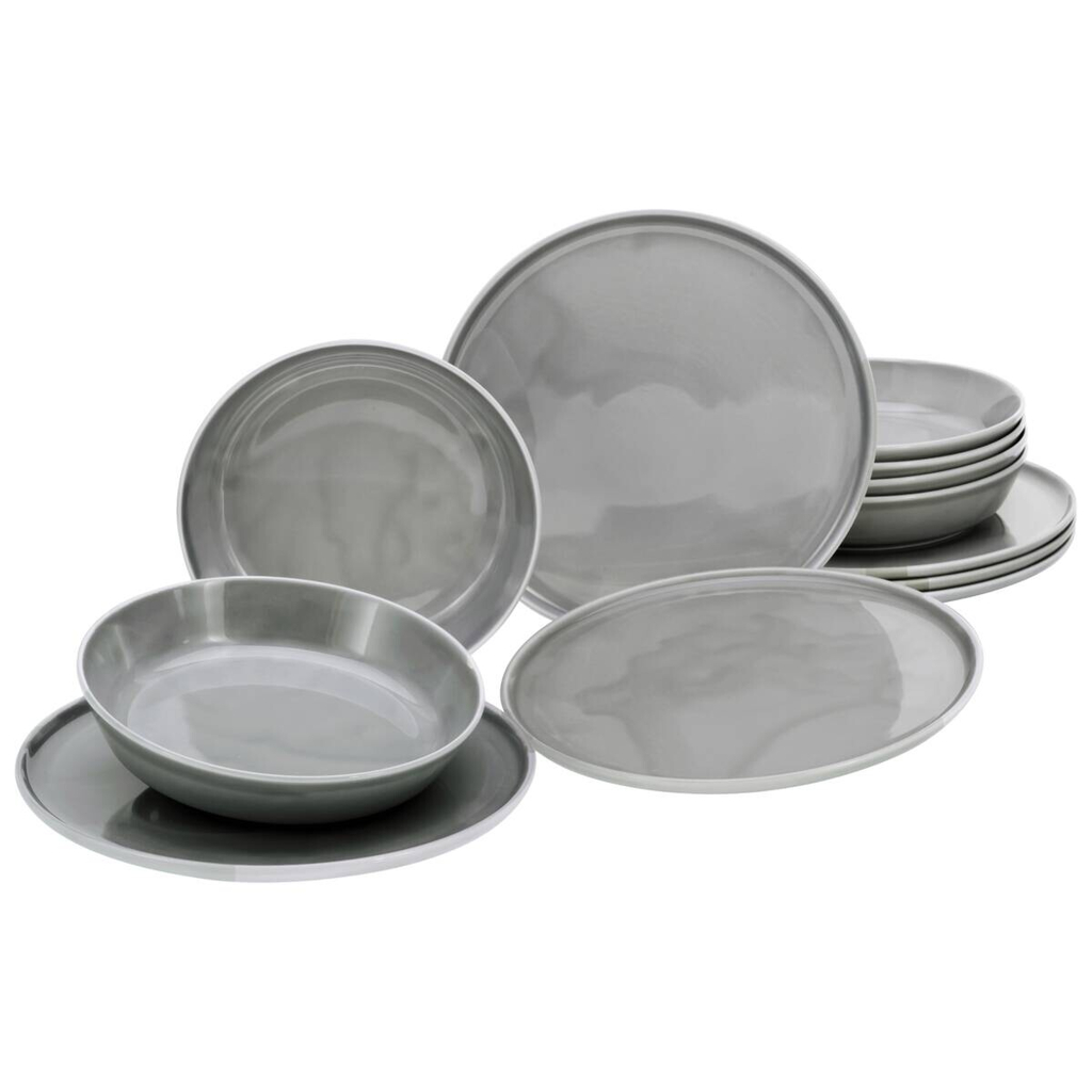 CreaTable Tafelservice Chef Collection grau Porzellan 12 tlg.
