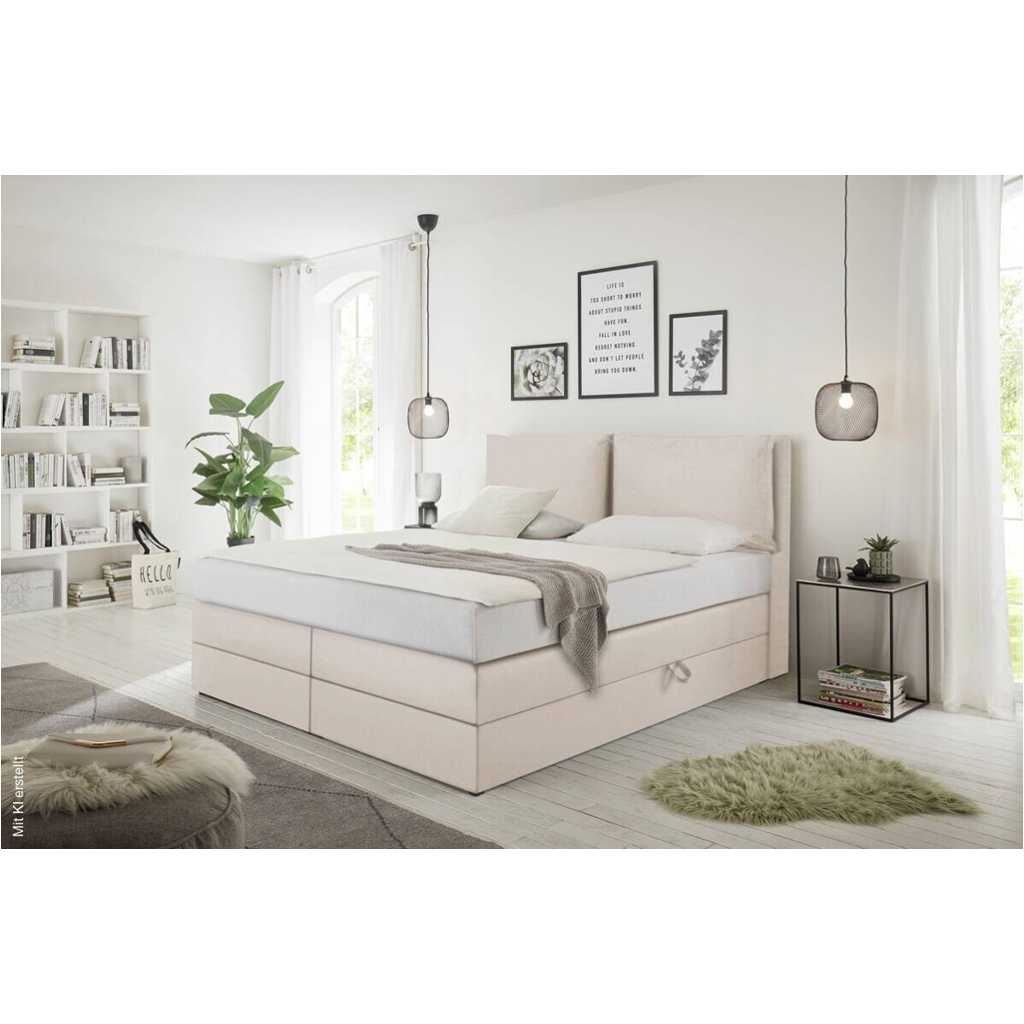 Boxspringbett Lissy creme Liegefläche B/L: ca. 160x200 cm