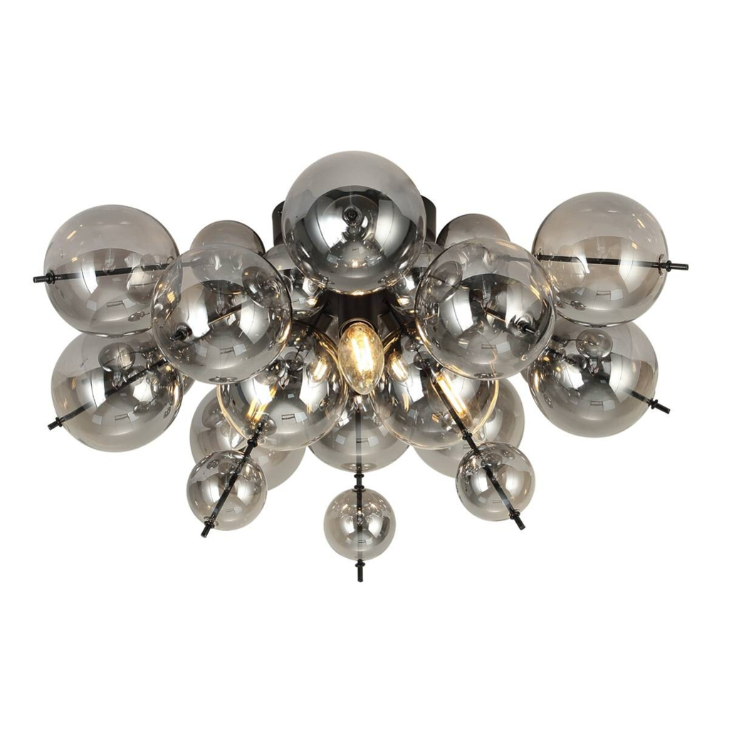 GLOBO Deckenleuchte Udo mattschwarz Metall Glas H/D: ca. 28x55 cm 3 Brennstellen