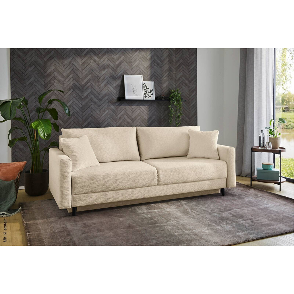 Schlafsofa beige Polyester B/H/T: ca. 217x86x94 cm
