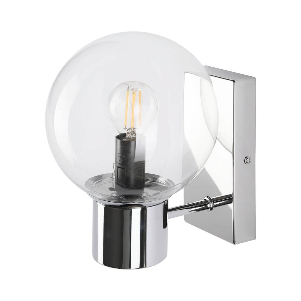 Lamkur Wandleuchte transparent Chrom Stahl Glas B/H/L: ca. 18x20x18 cm E14 1 Brennstellen