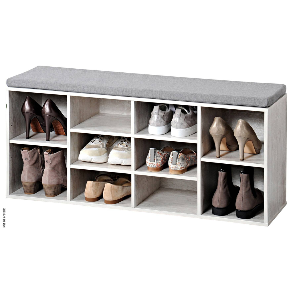Kesper Schuhschrank mit Sitzkissen weiß Spanplatte B/H/L: ca. 29,5x48x103,5 cm