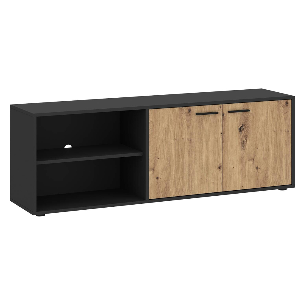 TV-Lowboard WILMA Eiche Artisan Nachbildung anthrazit B/H/T: ca. 140x50x40 cm