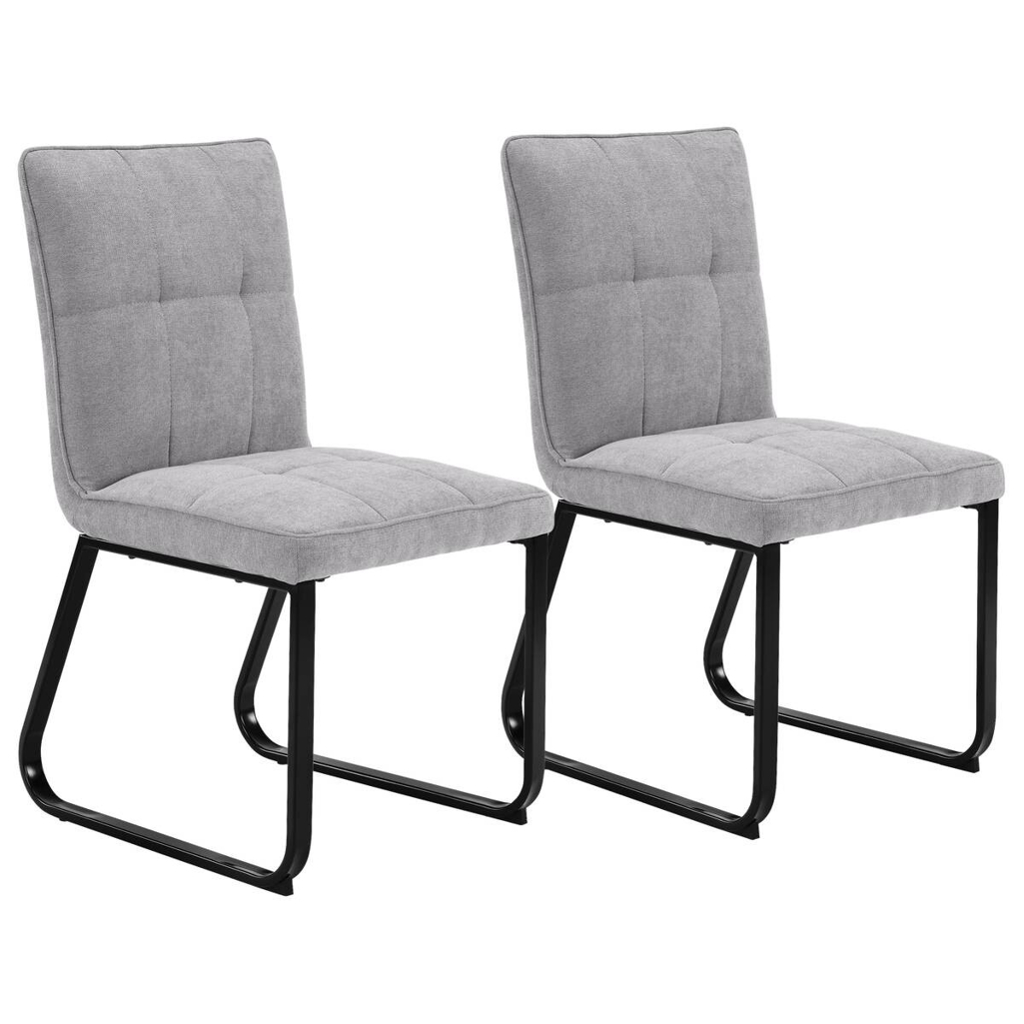 Stuhl TALEA  2er-Set hellgrau schwarz Webstoff Metall B/H/T: ca. 46x86x55 cm