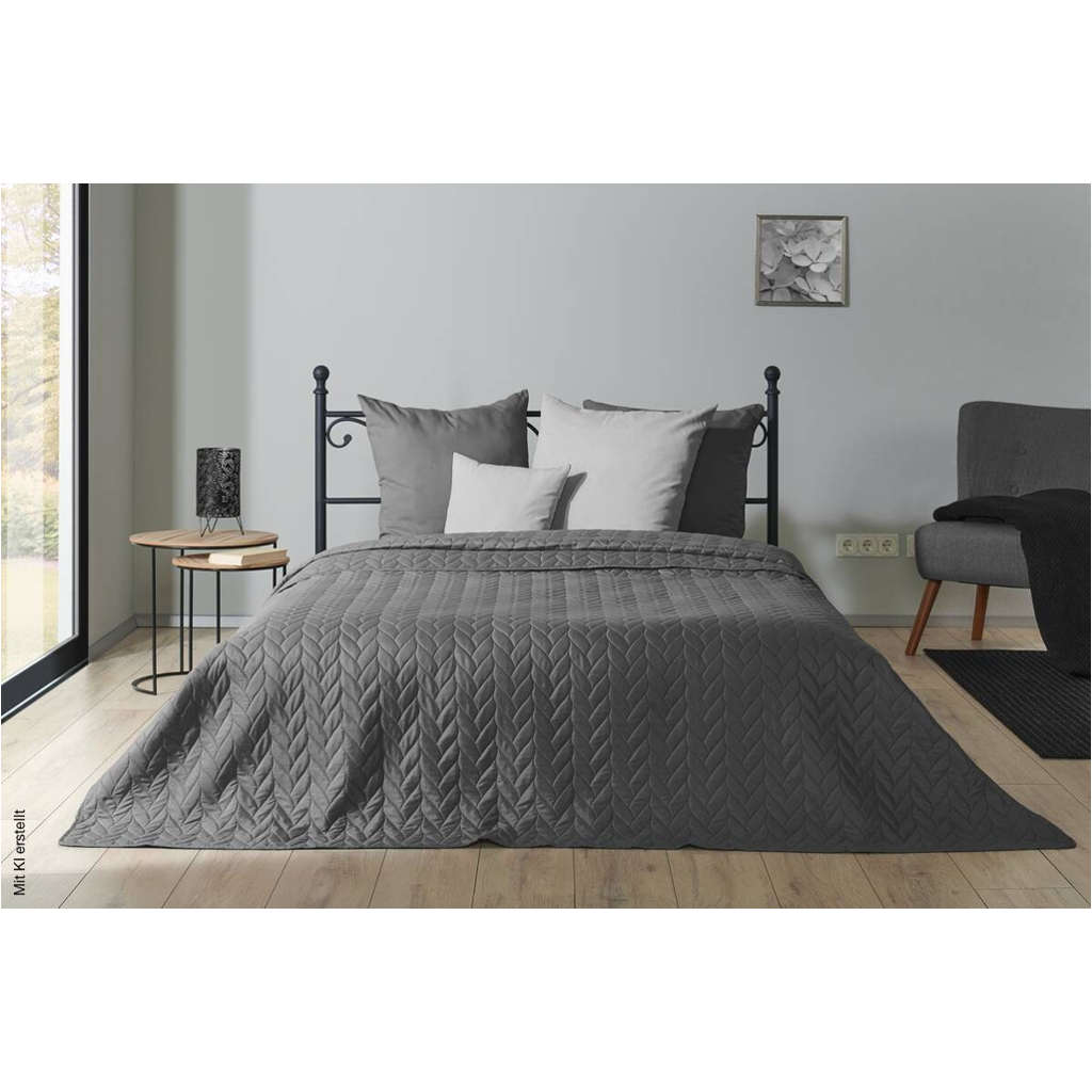 Tagesdecke grau Polyester B/L: ca. 220x240 cm
