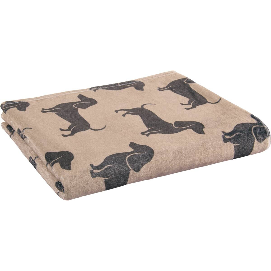 Wohndecke Dackel Fleece kitt Polyester B/L: ca. 150x200 cm