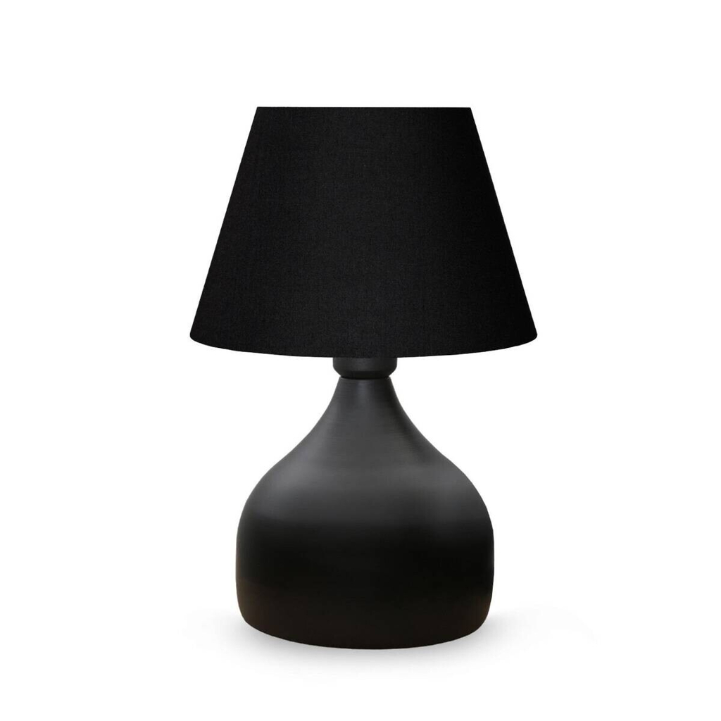 Opviq Tischleuchte schwarz Stoff Metall B/H/L: ca. 22x32x22 cm E27 1 Brennstellen