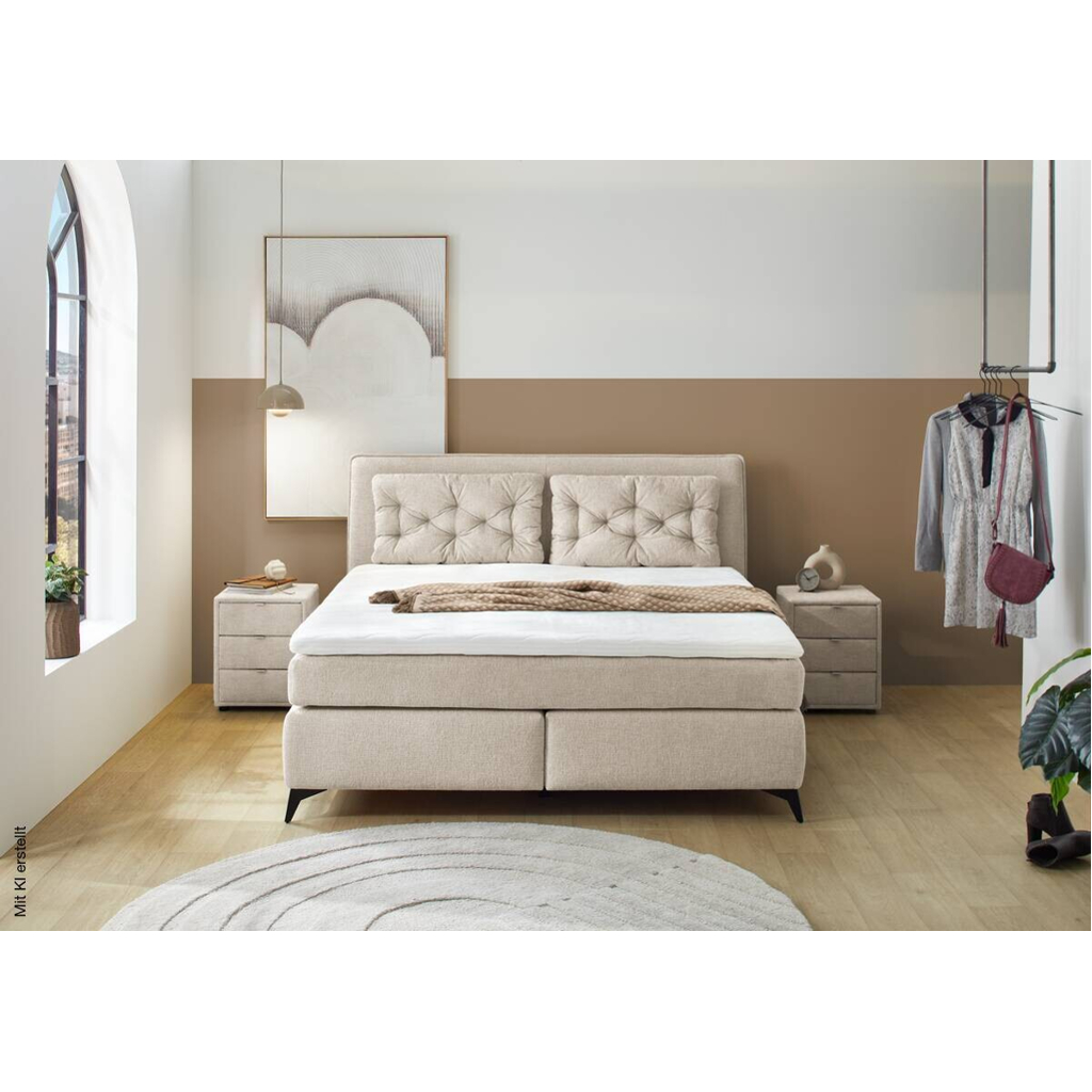 Boxspringbett beige Liegefläche B/L: ca. 180x200 cm