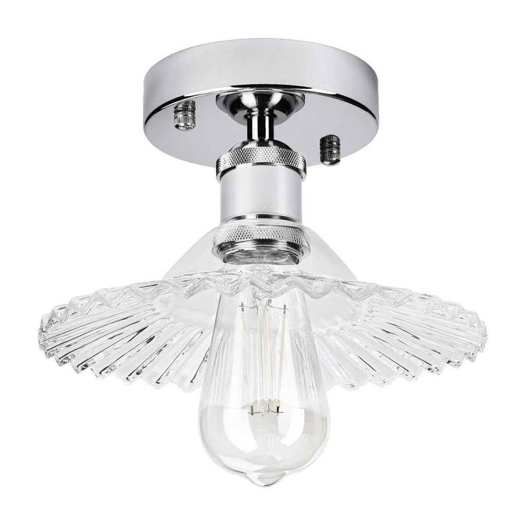 Lamkur Deckenleuchte Chrom transparent Stahl Glas B/H/L: ca. 21,5x13,5x21,5 cm E27 1 Brennstellen