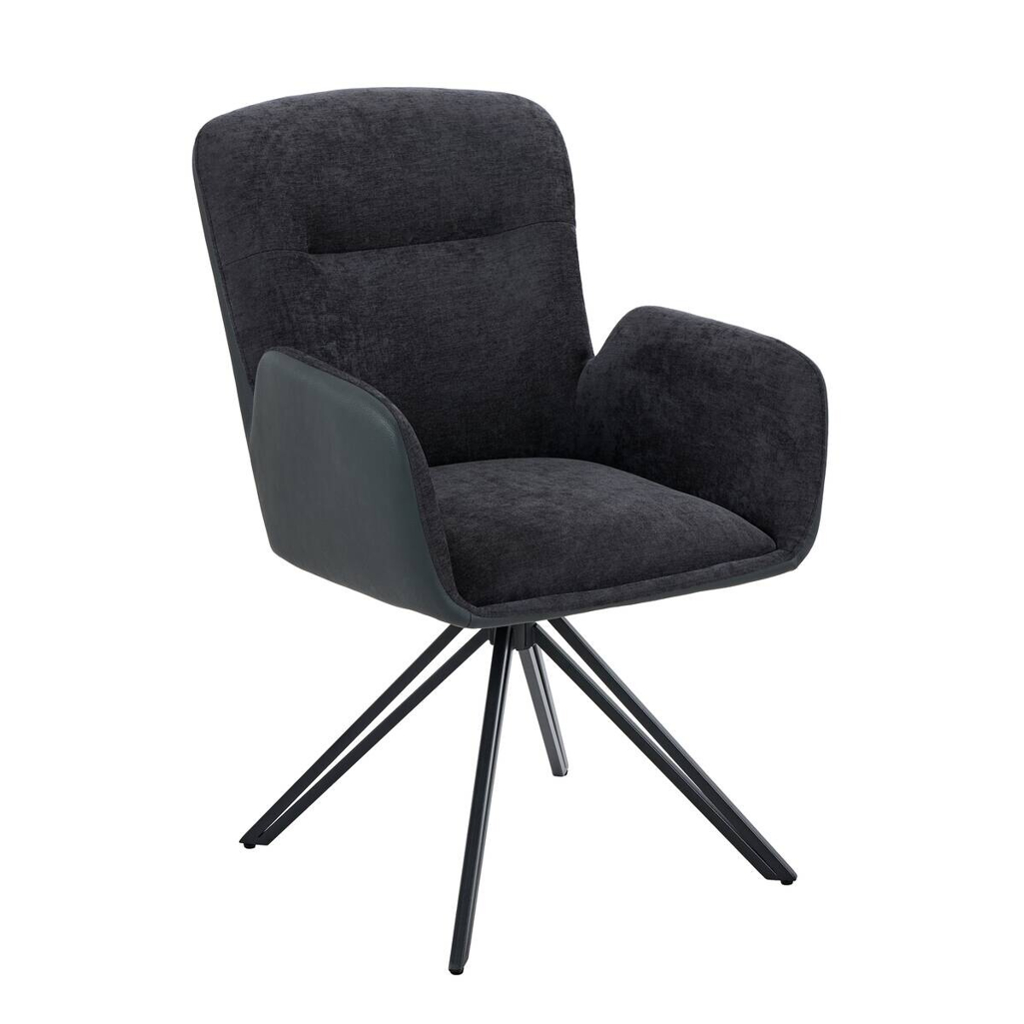 Drehstuhl Milazzo schwarz Kunstleder Webstoff B/H/T: ca. 60x92x68 cm