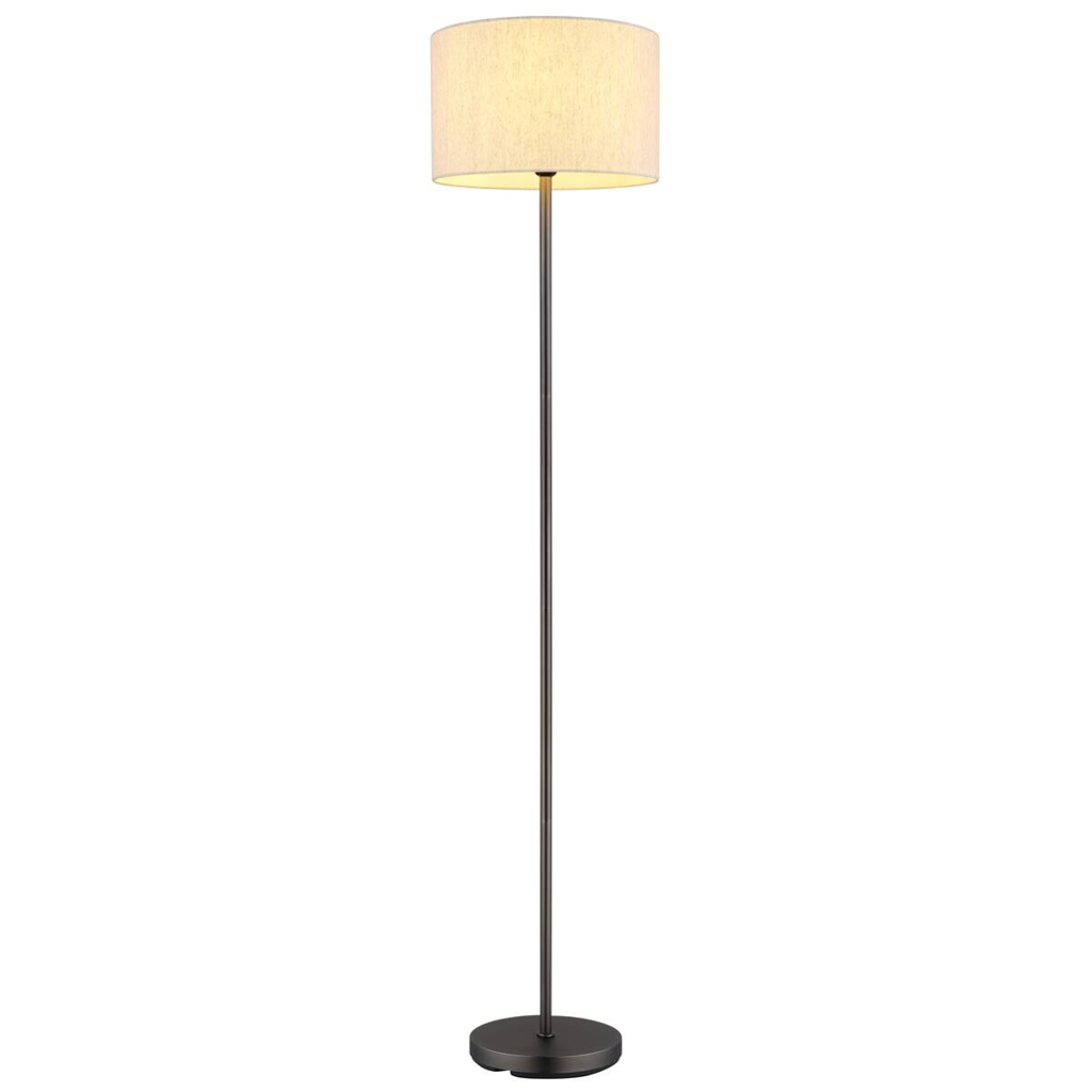 GLOBO Stehlampe creme schwarz Metall Leinen H/D: ca. 160x35 cm E27 1 Brennstellen