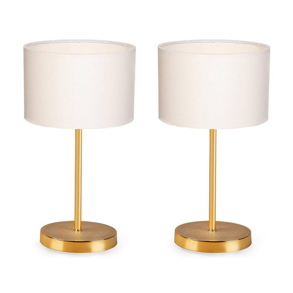Opviq Tischleuchte gold creme Metall PVC B/H/L: ca. 13x35x13 cm E27 1 Brennstellen