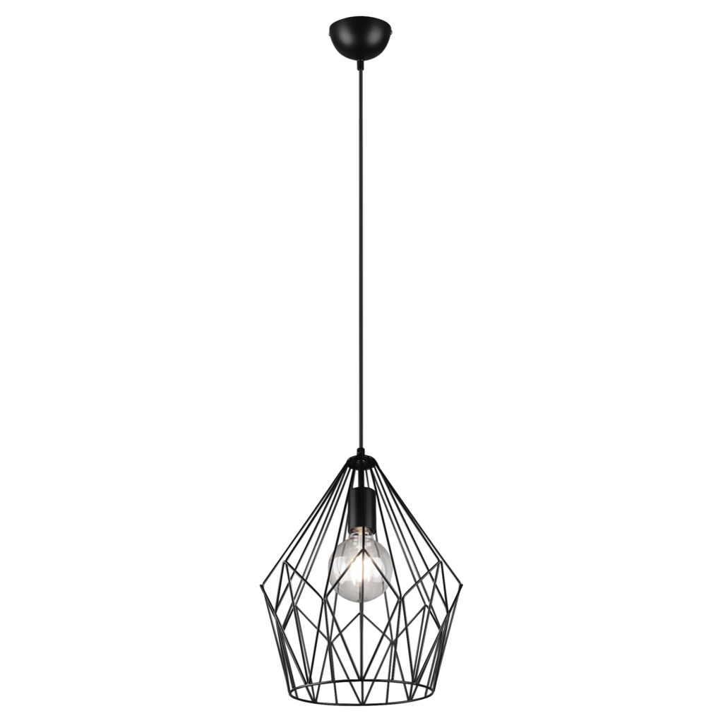 Reality Pendelleuchte Cage mattschwarz Metall H/D: ca. 150x30 cm E27 1 Brennstellen