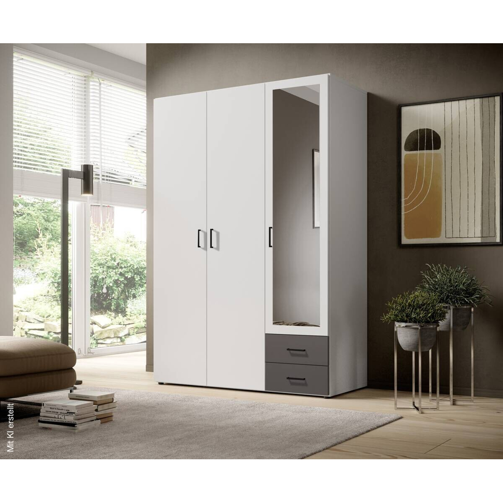 Kleiderschrank Base 3 weiß B/H/T: ca. 121x176x51 cm