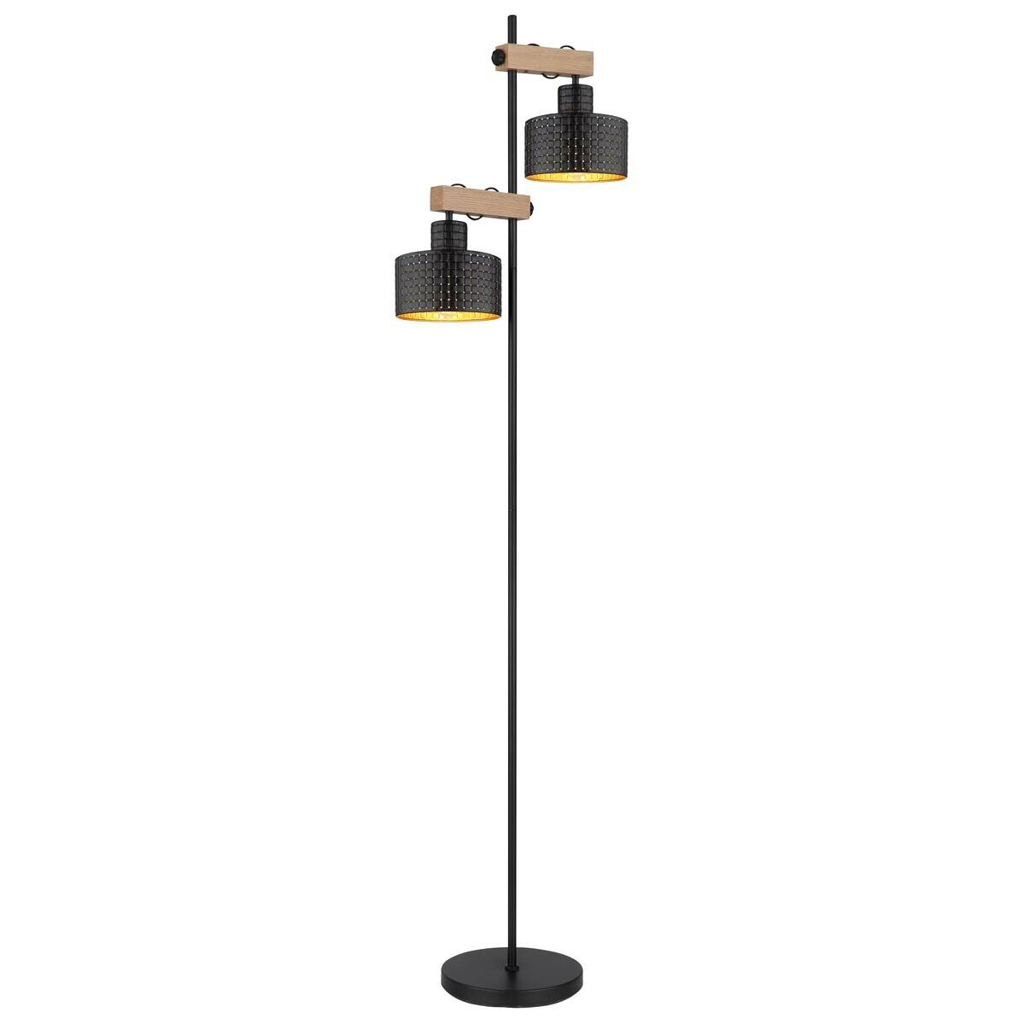 GLOBO Stehlampe schwarz Metall B/H/T: ca. 25x168x44 cm E27 2 Brennstellen