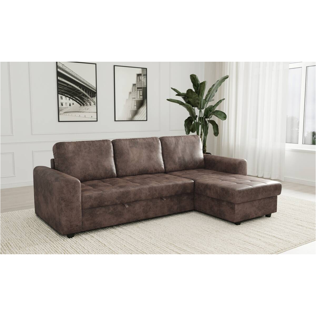 Ecksofa mit Bettfunktion und Bettkasten silber Microfaser B/T: ca. 245x155 cm