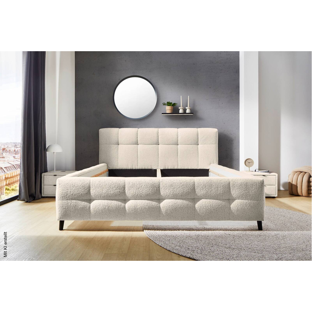 Polsterbettgestell beige Polyester Liegefläche B/L: ca. 180x200 cm
