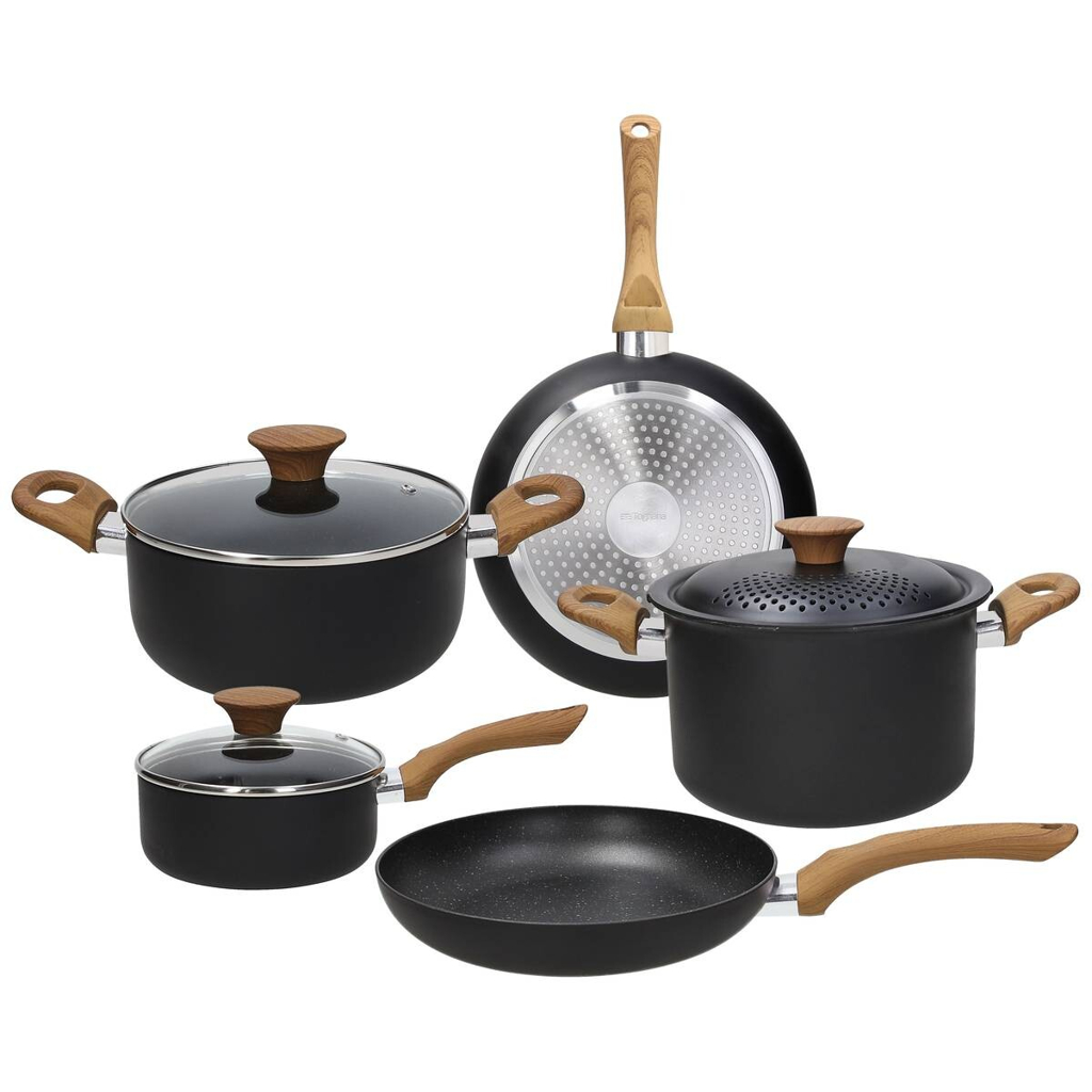 TOGNANA Topfset Grancucina Rock Wood schwarz Aluminium 8 tlg.
