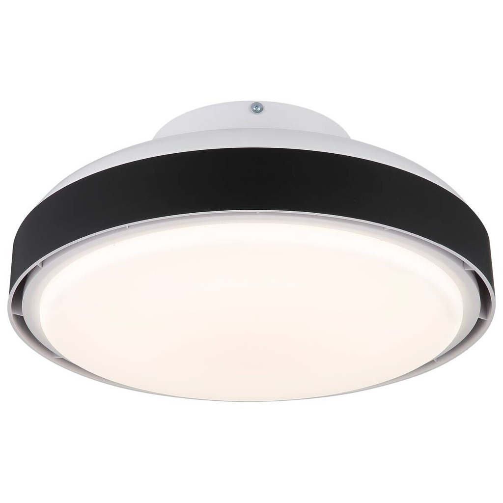 GLOBO LED-Deckenventilator mattschwarz weiß Opal Kunststoff Acryl H/D: ca. 20x45 cm 1 Brennstellen