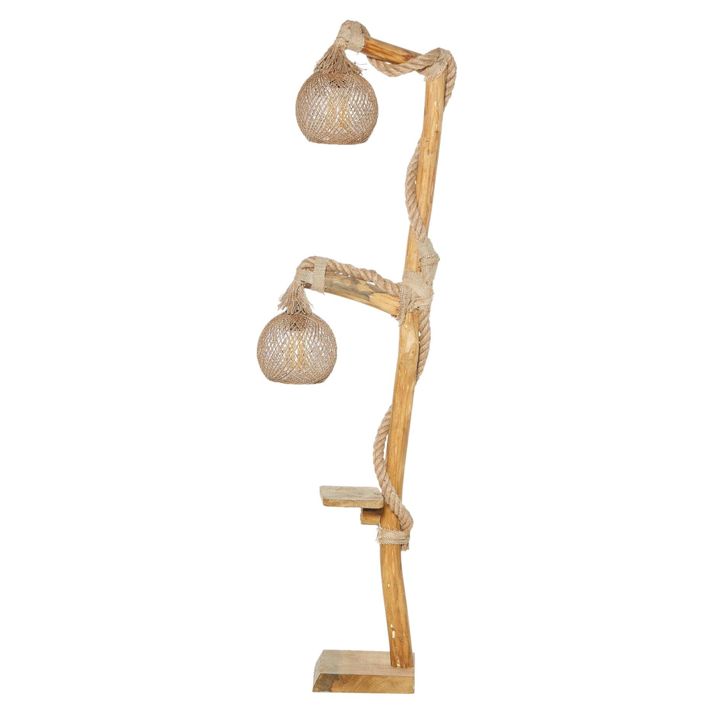 Opviq Stehlampe Arboretum natur Holz B/H/T/L/D: ca. 24x140x24x24x24 cm E27 2 Brennstellen