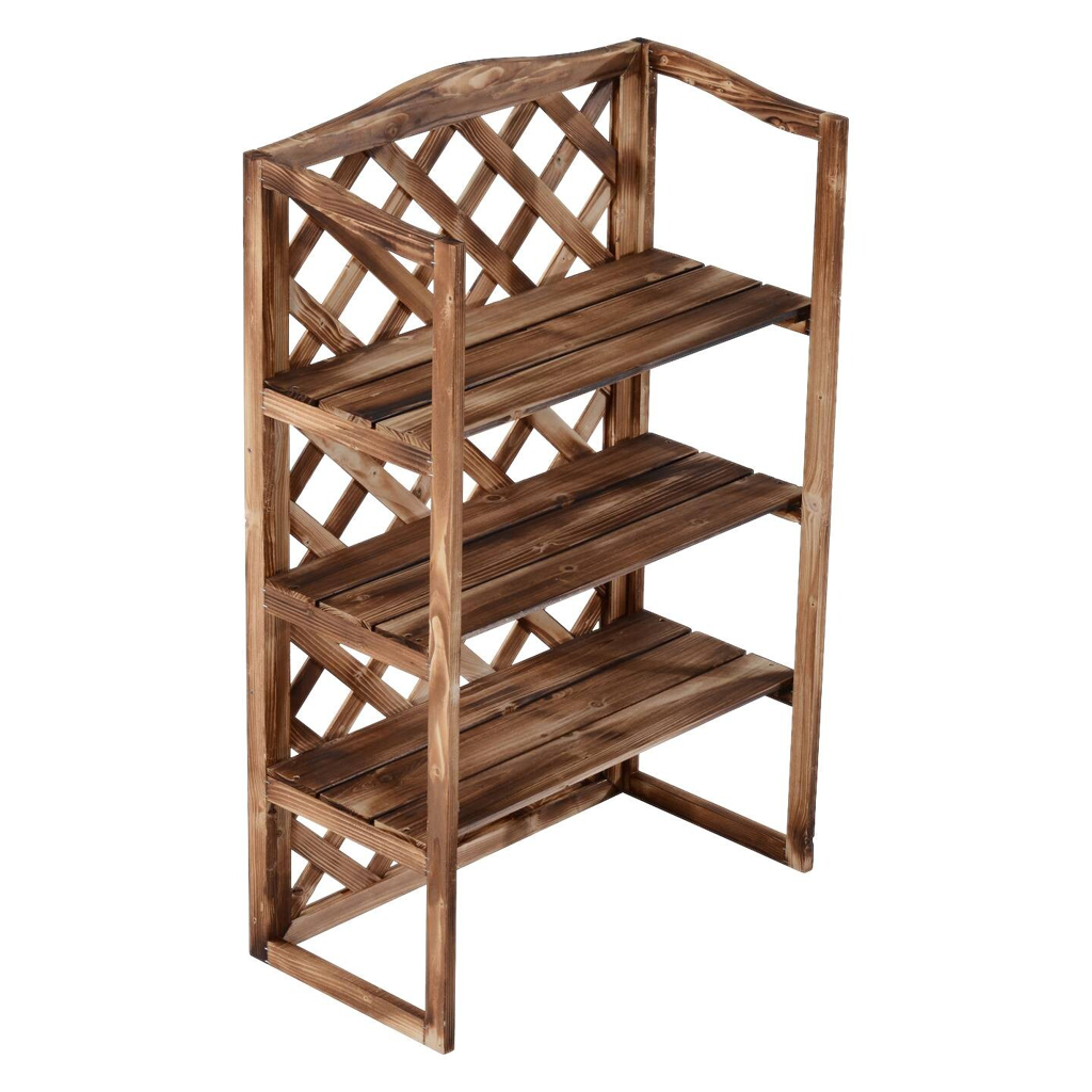 Outsunny Pflanzentreppe natur Holz B/H/L: ca. 38x120x75 cm