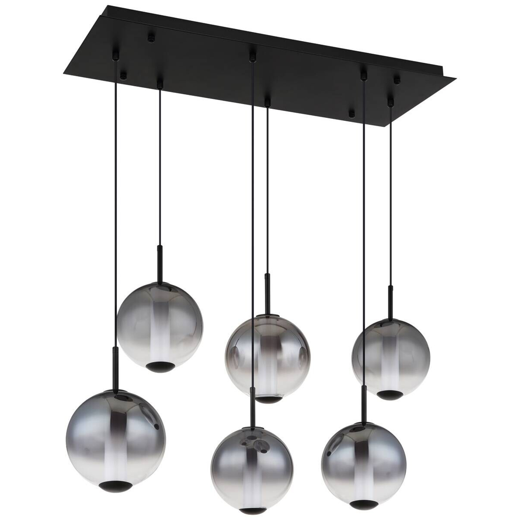GLOBO Pendelleuchte Opal mattschwarz Rauch Metall Glas B/H: ca. 100x120 cm 1 Brennstellen