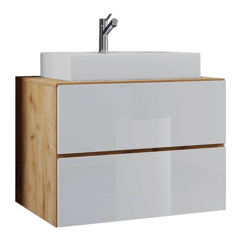 Badblock 2tlg-Lendas weiß weiß Eiche Honig Nachbildung B/H/T: ca. 61x69x51,4 cm