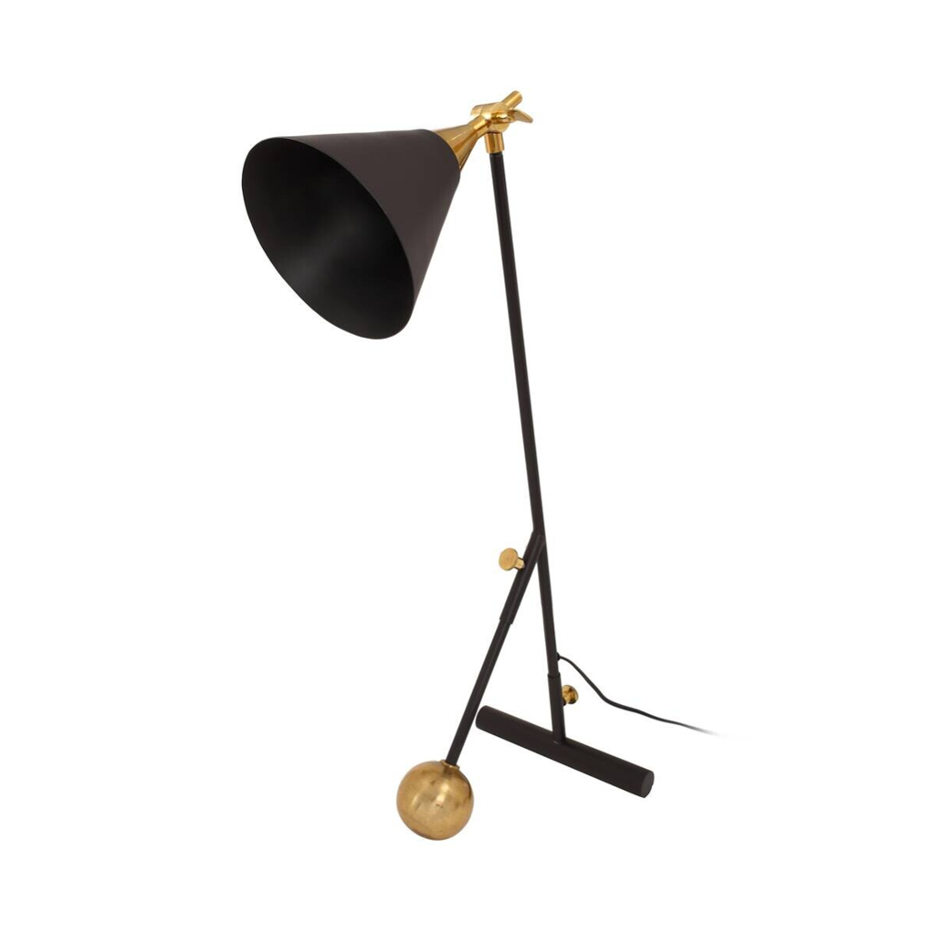 Kayoom Tischleuchte schwarz gold Eisen Messing Aluminium B/H/L: ca. 16x76x50 cm E27 1 Brennstellen