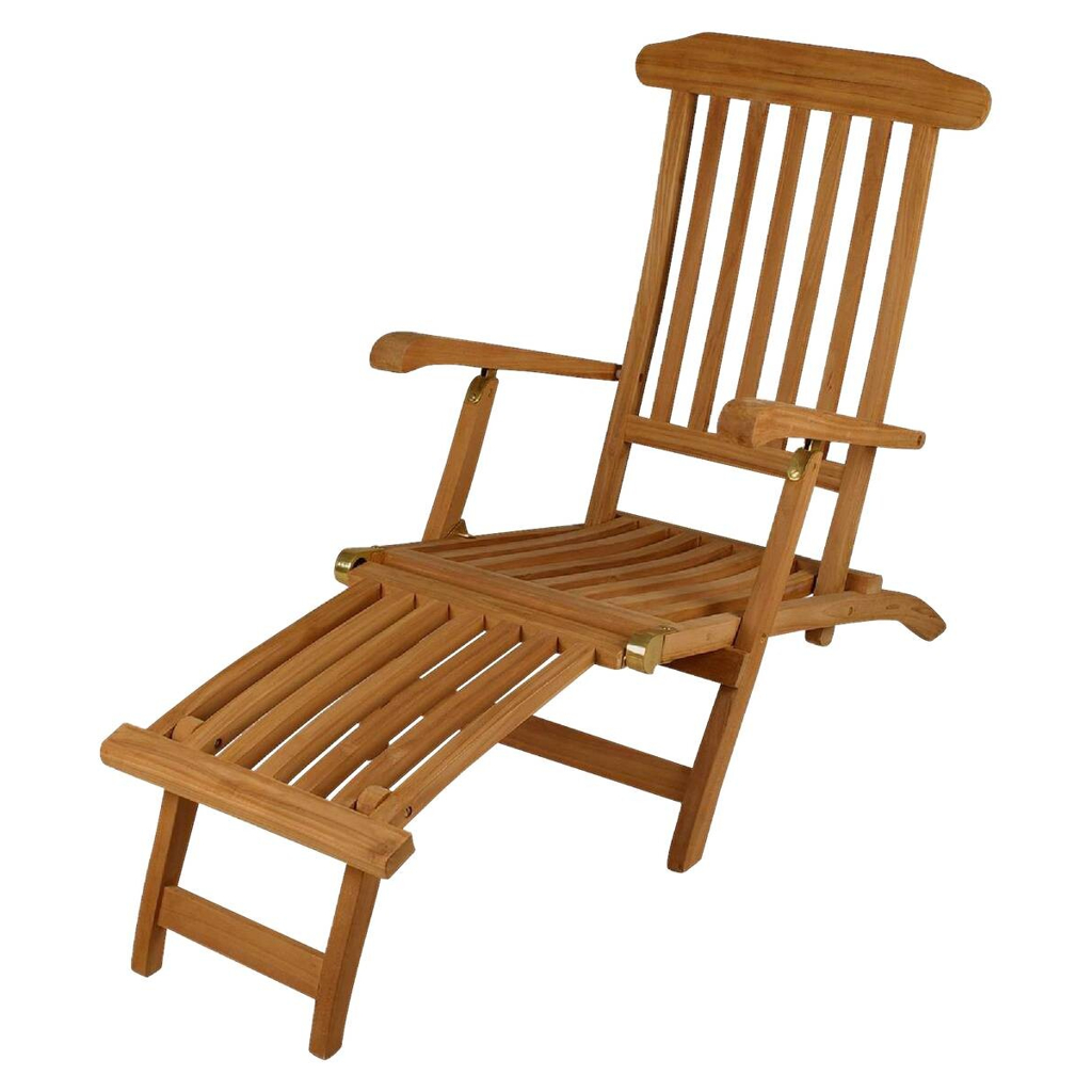 VCM Gartenliege Florentine braun Holz B/H/L: ca. 60x90x160 cm