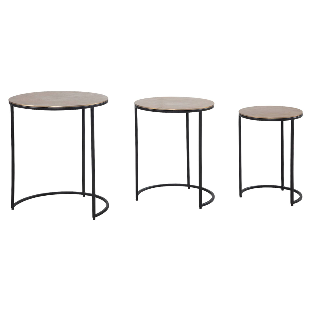 Beistelltisch 3er.-Set. gold schwarz B/H/T: ca. 45x55x45 cm