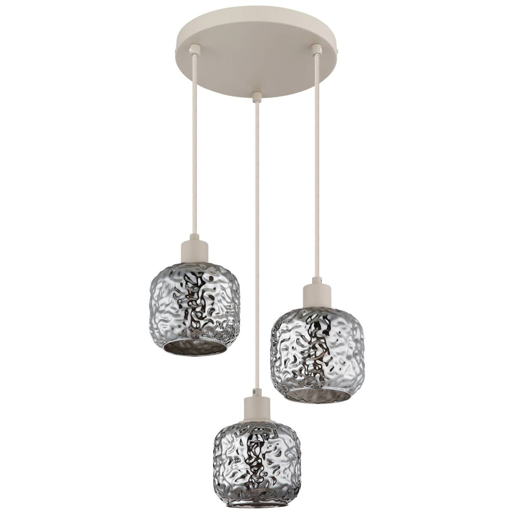 GLOBO Hängeleuchte Rauch beige Metall Glas B/H/L: ca. 34x24x34 cm E27 3 Brennstellen