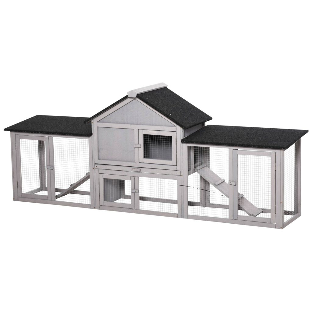 PawHut Kleintierstall grau Holz B/H/L: ca. 45,5x84,5x210 cm