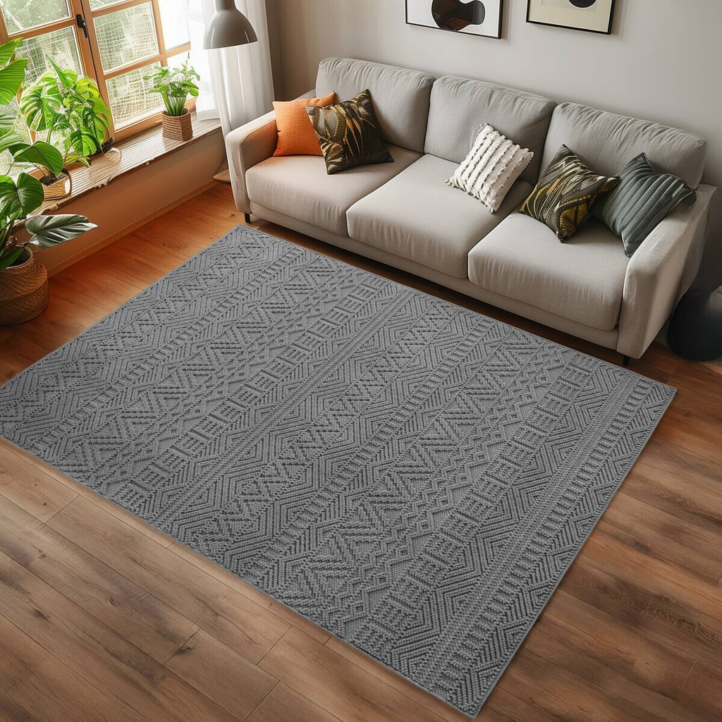Ayyildiz Kurzflorteppich HELIX silber B/H/L: ca. 280x0,7x370 cm
