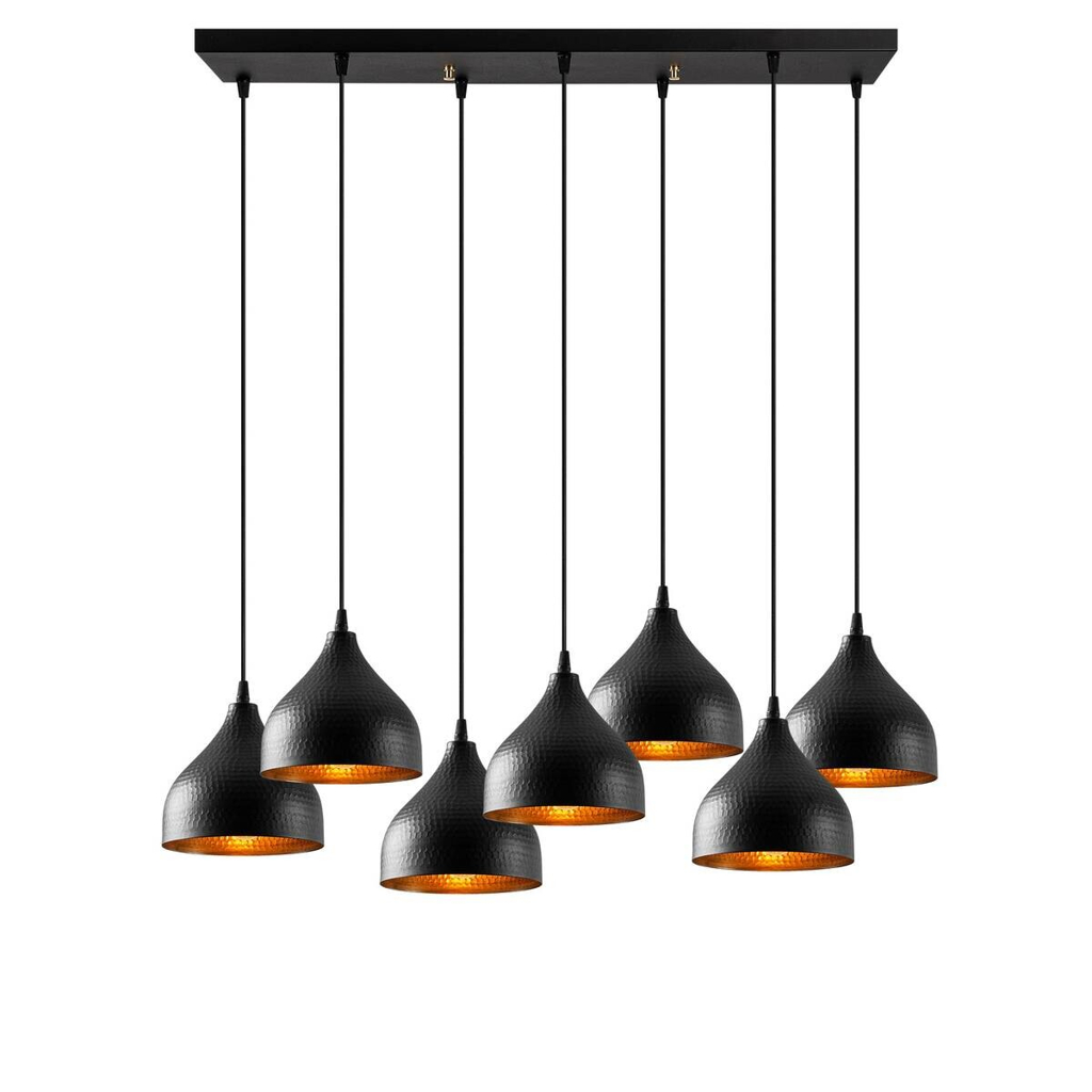 Opviq Pendelleuchte Tattoo-6221 schwarz B/H/T/L: ca. 88x114x40x88 cm E27 7 Brennstellen