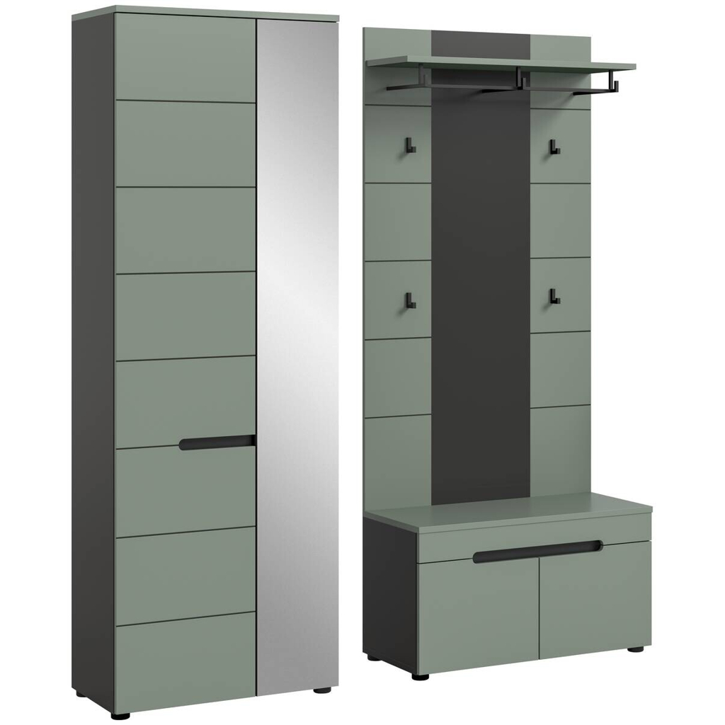 Garderobe Canu grün basaltgrau Nachbildung B/H/T: ca. 160x190x37 cm