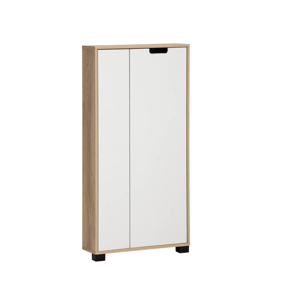 Highboard Emmik weiß matt Eiche Eiche weiß Nachbildung B/H/T: ca. 59,8x124x19,55 cm