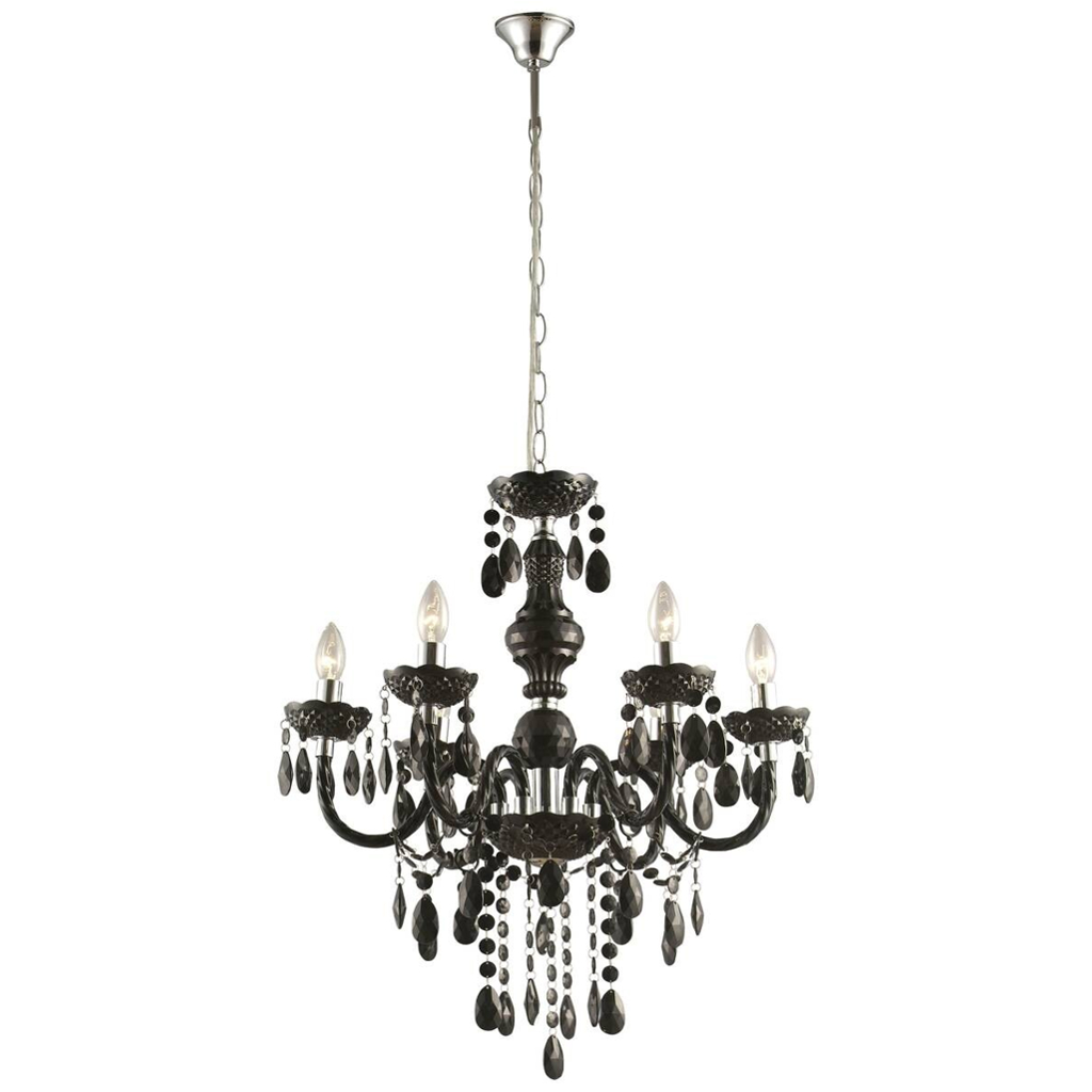 GLOBO Kronleuchter Cuimbra schwarz Acryl Metall H/D: ca. 166x67 cm E14 6 Brennstellen