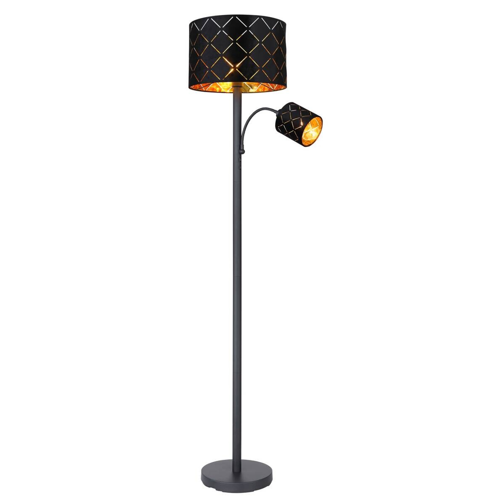 GLOBO Stehlampe Sunnas schwarz Metall H/D: ca. 162x35 cm E27 2 Brennstellen