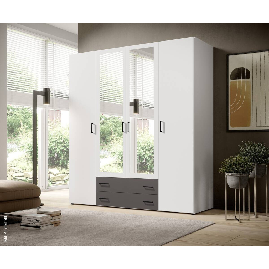 Kleiderschrank Base 4 weiß B/H/T: ca. 161x176x51 cm