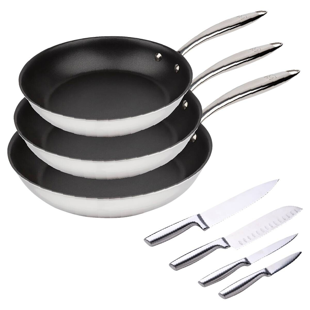 BERGNER Pfannenset BASTER schwarz Edelstahl 7 tlg.