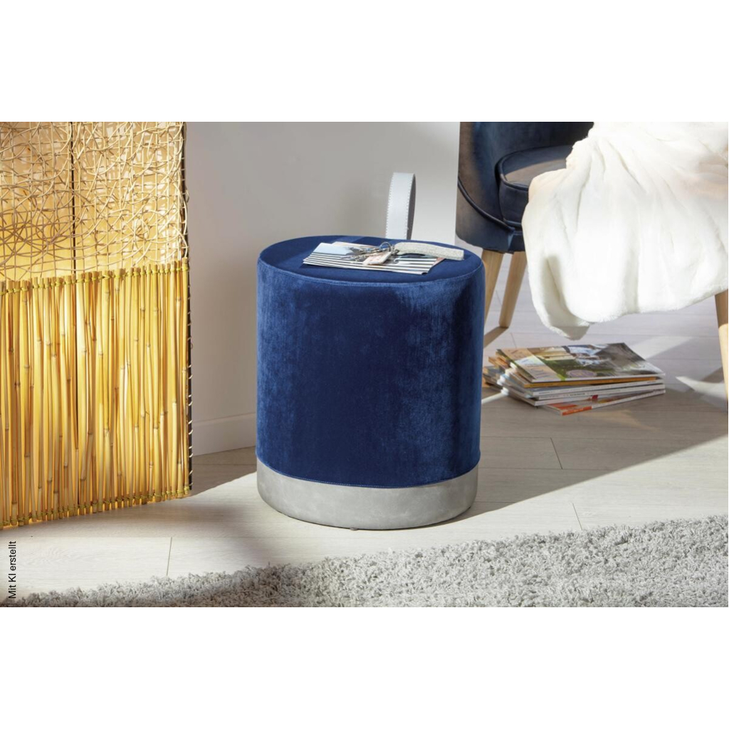 Inter Link Hocker Osane blau MDF Samtoptik B/H/T: ca. 38x43x33 cm