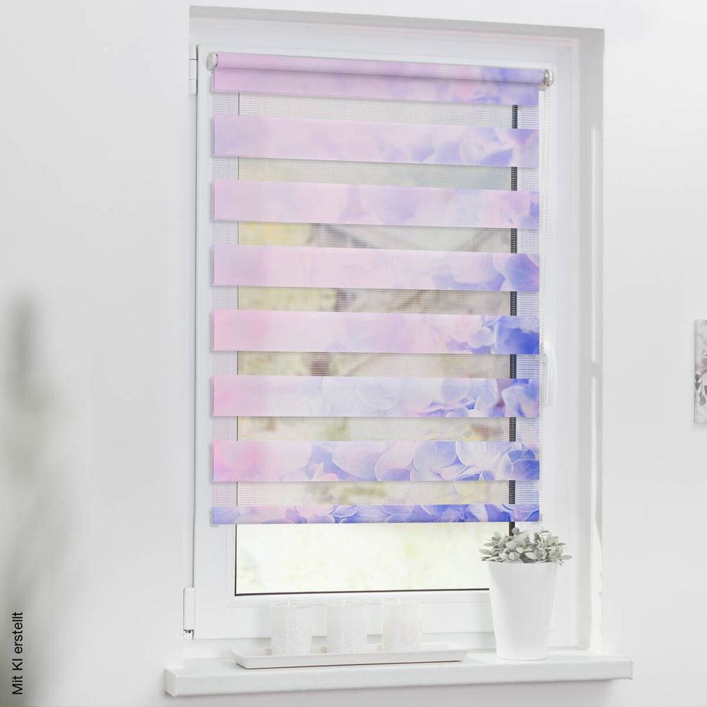 LICHTBLICK Doppelrollo Duo Hortensie lila B/T: ca. 90x150 cm