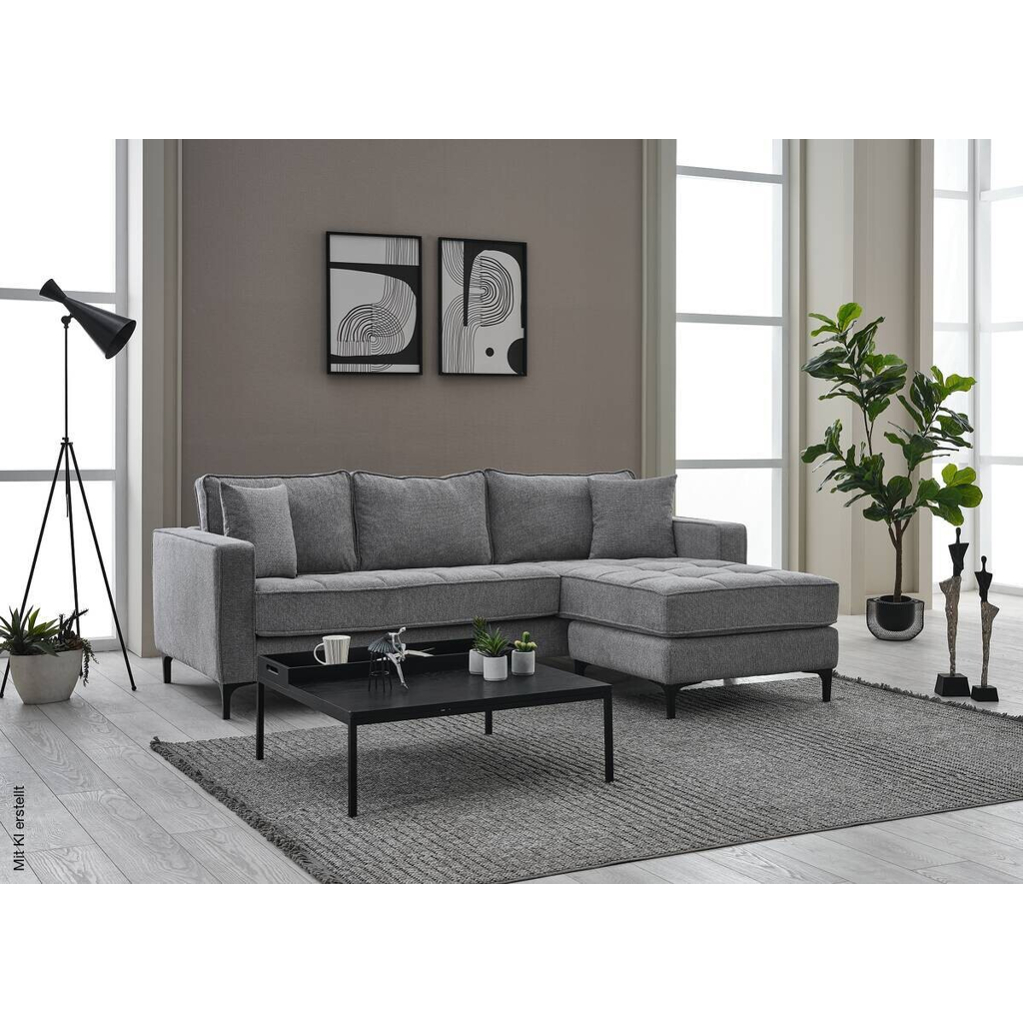 Ecksofa hellgrau Microfaser B/H/T: ca. 238x67x185 cm