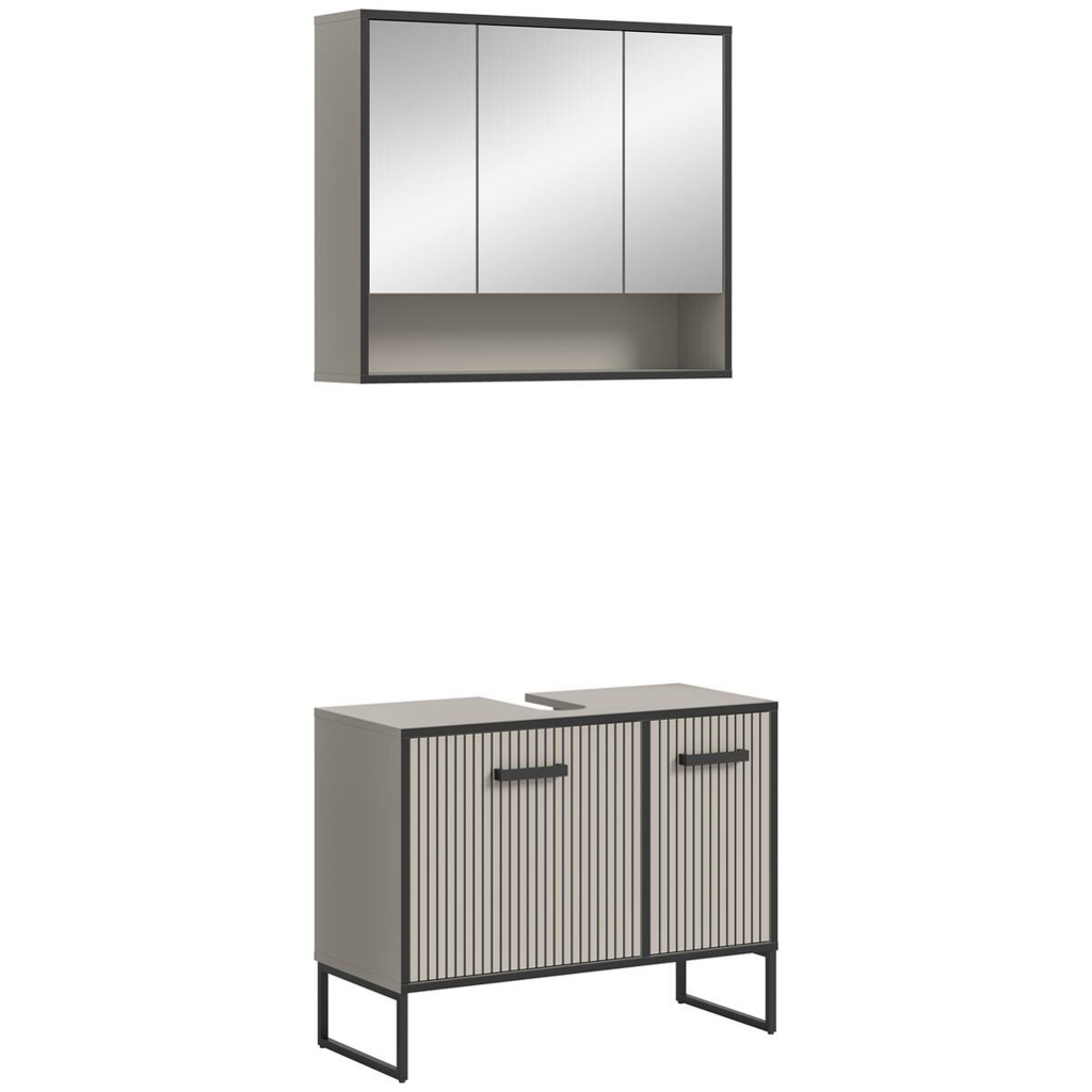 Badezimmer-Set BAGNO schwarz Kaschmirgrau Nachbildung B/H/T: ca. 80x192x36 cm