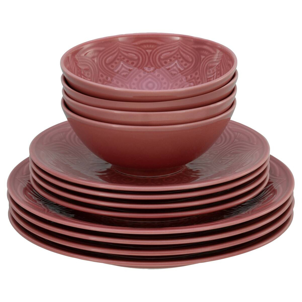 CreaTable Tafelservice Orient Mandala rot Porzellan 12 tlg.