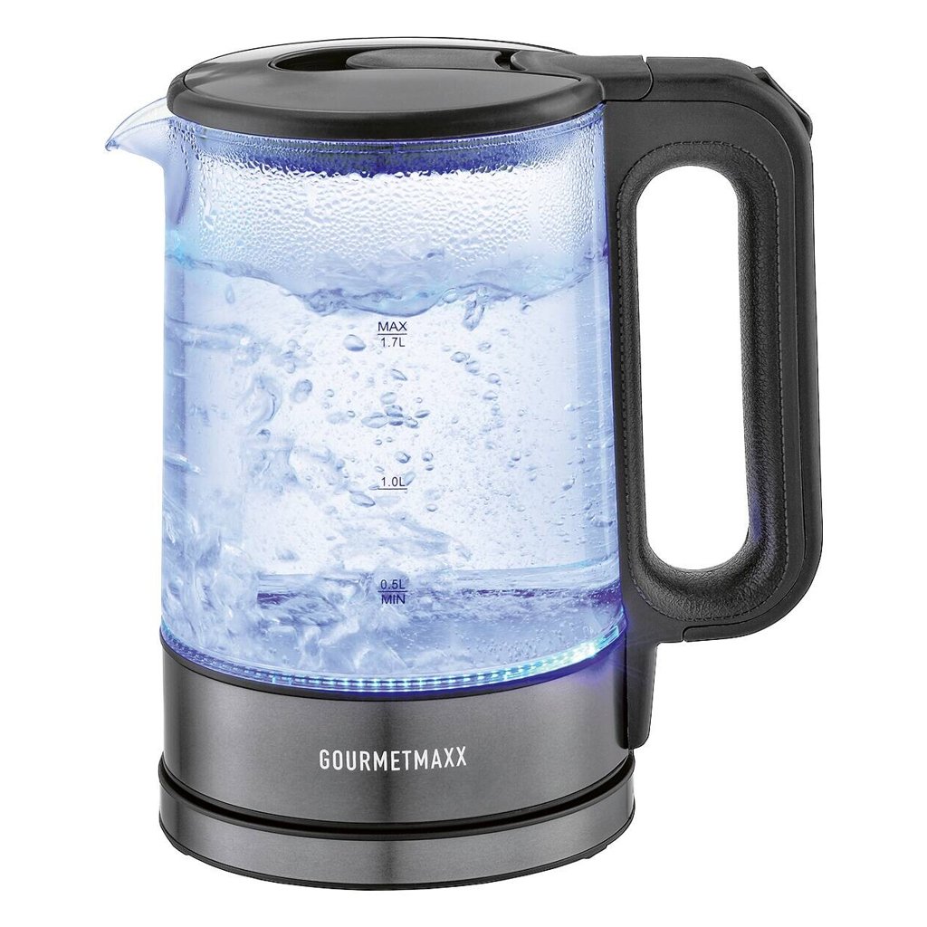 GOURMETmaxx Wasserkocher anthrazit Kunststoff Metall Glas B/H/L: ca. 15,1x24,35x21,55 cm ca. 1,7 l