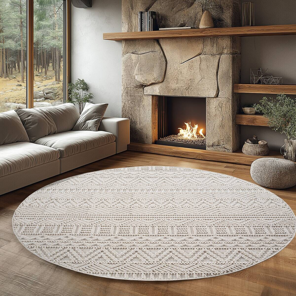 Ayyildiz Kurzflorteppich HELIX creme B/H/L: ca. 120x0,7x120 cm