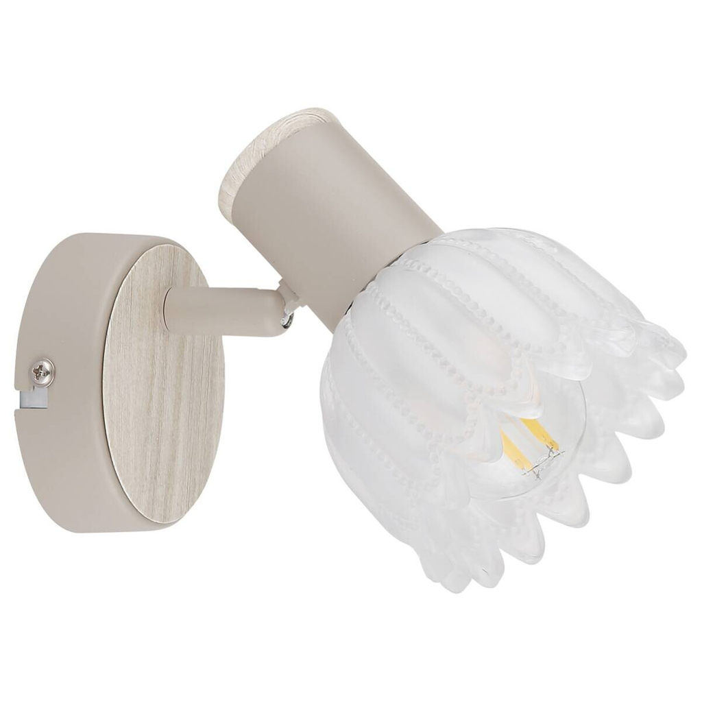 GLOBO Strahler sand Glas Metall B/H/L: ca. 10,5x11x14 cm E14 1 Brennstellen