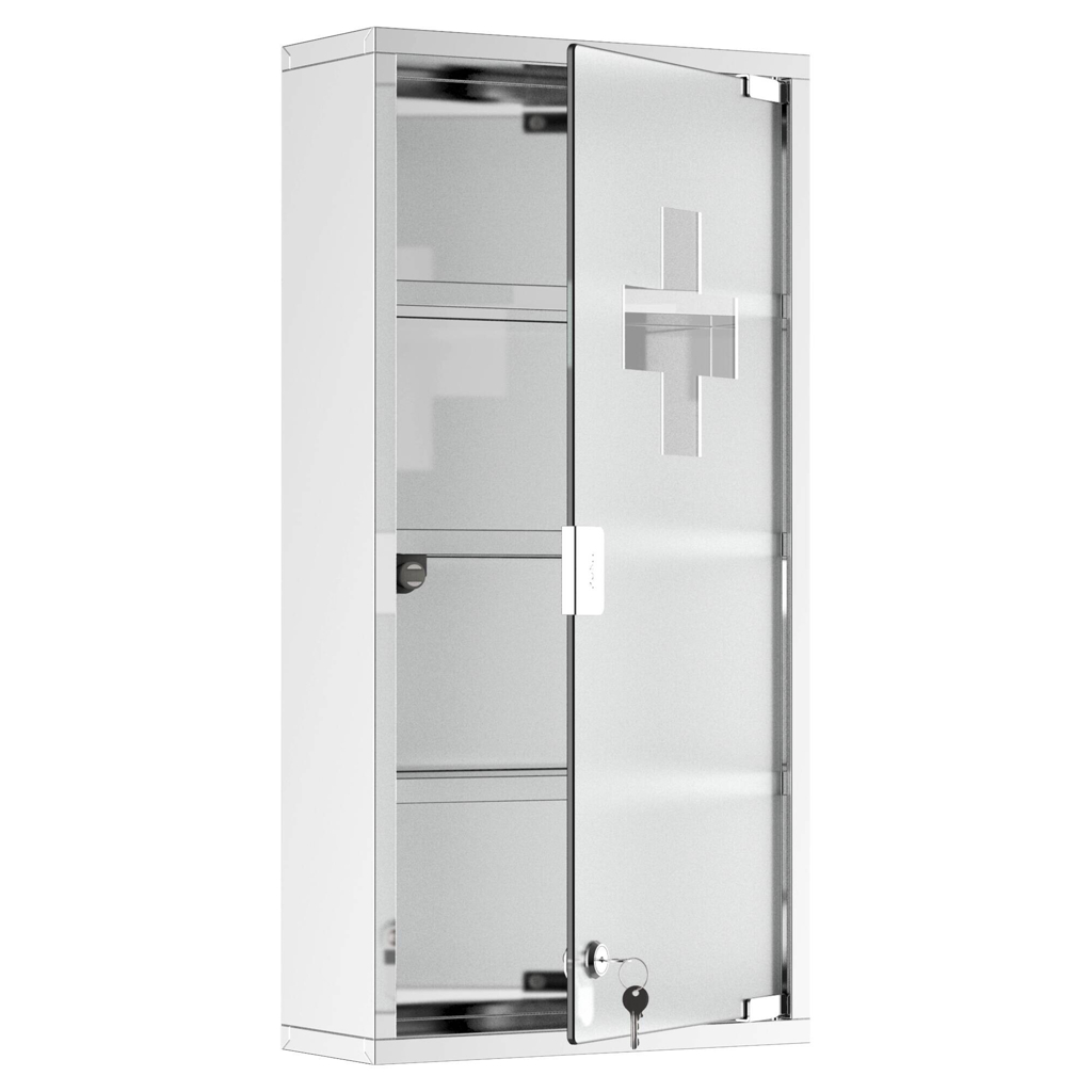 Medizinschrank silber Glas B/H/L: ca. 12x30x60 cm